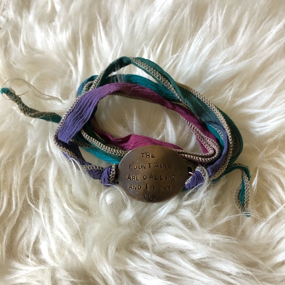 Handmade Silk and Metal Bracelet - Picture 2 of 5